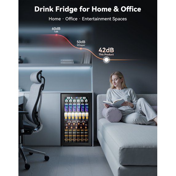 Nepsam 115V Single Zone Beverage Cooler, 34-64°F, Reversible Door, Touch Control, LED Ligh
