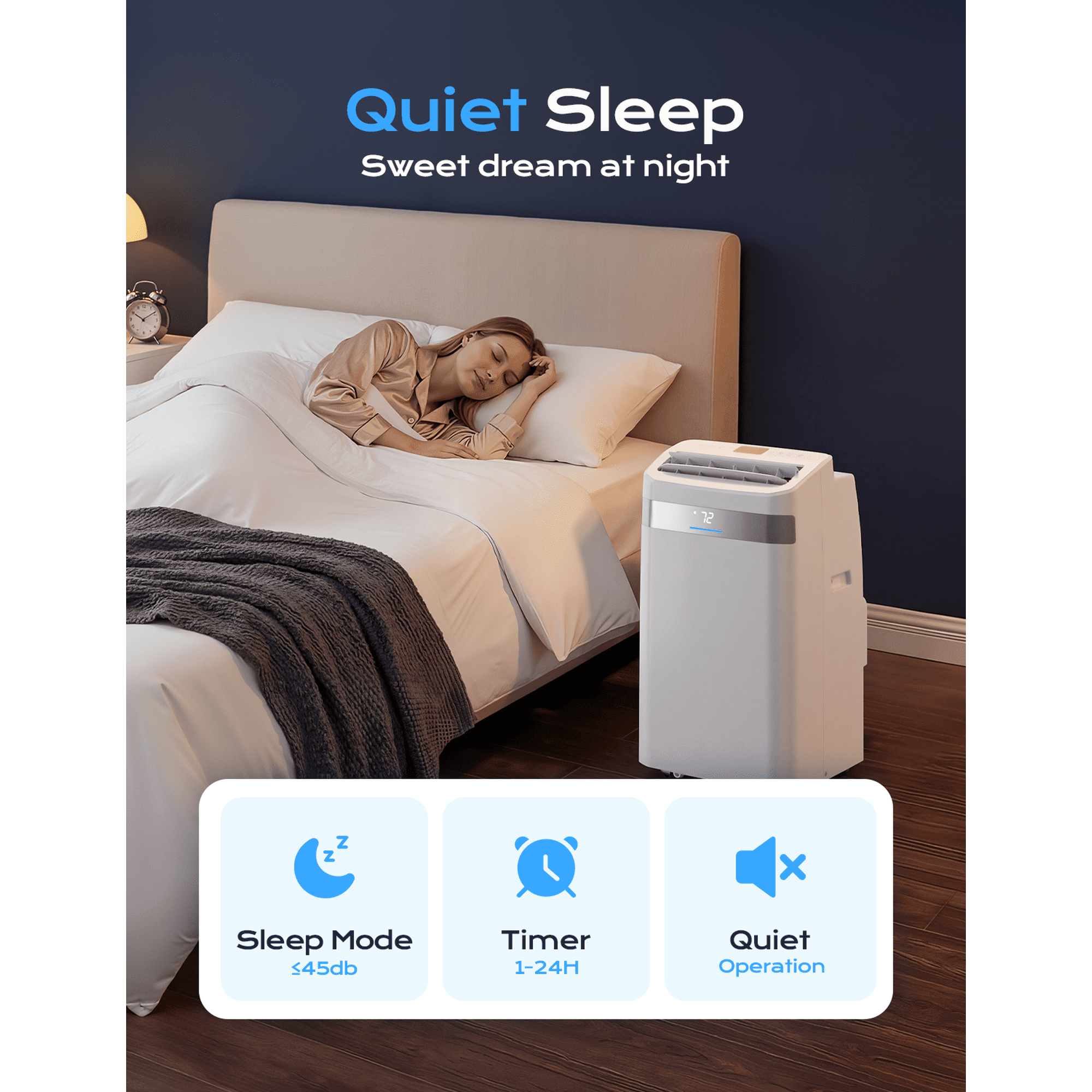 Nepsam 12000 BTU Portable Air Conditioner,4-in-1 Quiet AC Cooler Dehumidifier Fan, 550 sq.ft Room AC with 24H Timer, Remote Control & Window Kit
