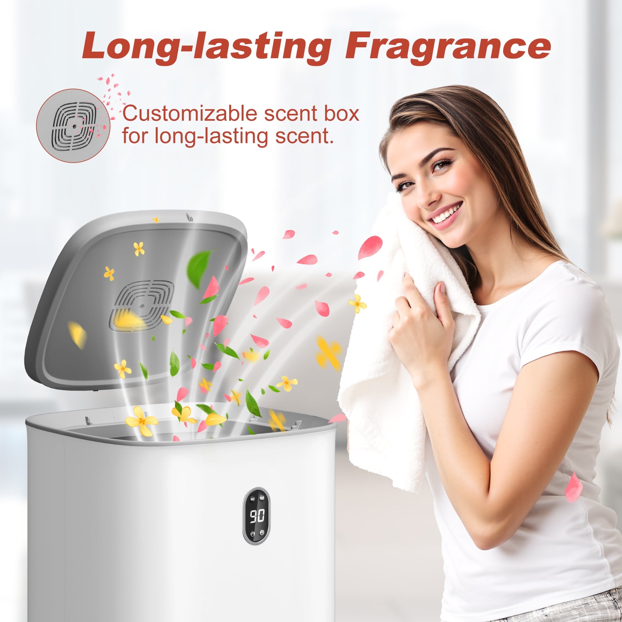 Nepsam 35L Towel Warmer Bucket with Drying Modes, Heating Mode 20/30/60/90 Min, Customized Fragrance, LED Screen, Anti-scald Safety lock, White