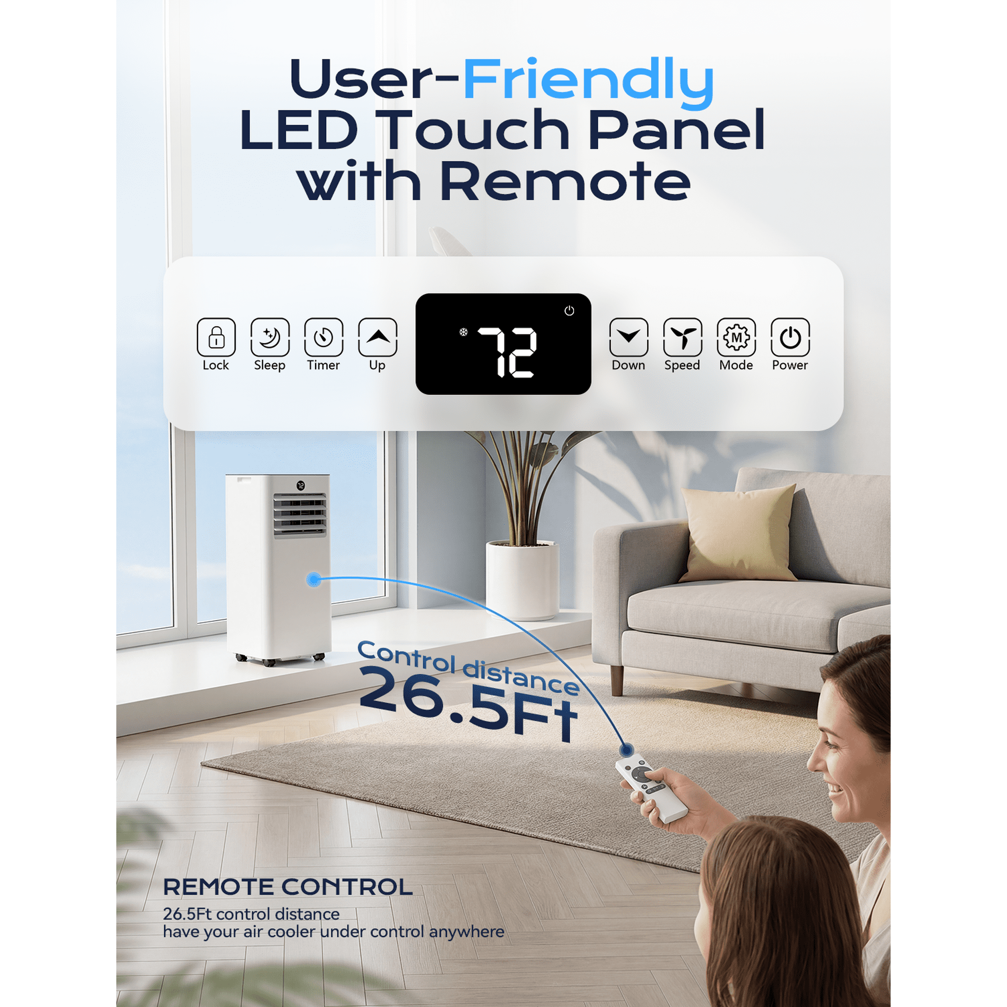 Nepsam 10000 BTU Portable Air Conditioner, 3-in-1 AC Unit, Dehumidifier, Fan, Remote, Timer, for Room up to 450 Sq.Ft