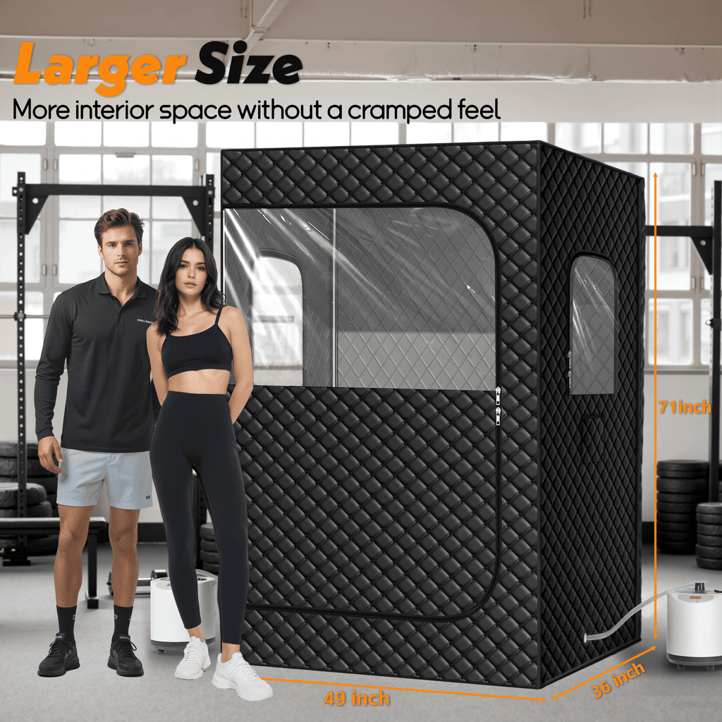 Nepsam Upgraded 2 Person Infrared Sauna Box with 2.6L 1200W Steamer, 99Min-Timer, 9-Level Temperature, 10-min Rapid Heating, Home Sauna for Gym, Pilates, Garage, Hot Tub