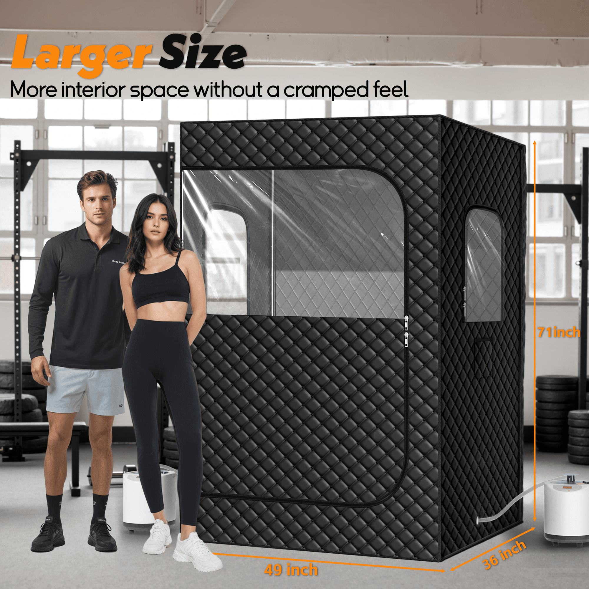 Nepsam Upgraded 2 Person Infrared Sauna Box with 2.6L 1200W Steamer, 99Min-Timer, 9-Level Temperature, 10-min Rapid Heating, Home Sauna for Gym, Pilates, Garage, Hot Tub